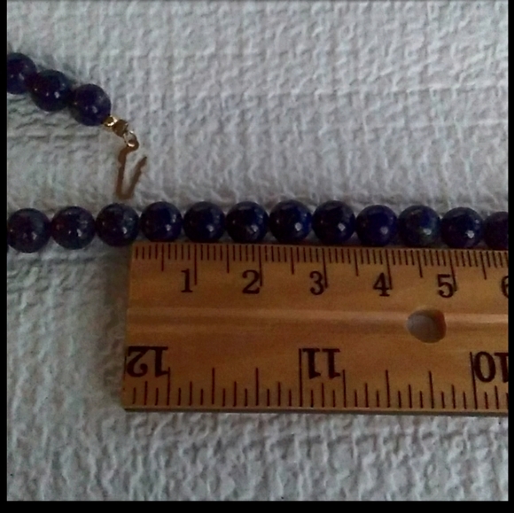 VINTAGE ESTATE 14K Gold High Quality Lapis Lazuli Choker Necklace - Picture 8 of 14